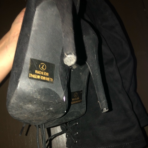 Black Over The Knee Heels - Picture 3 of 3